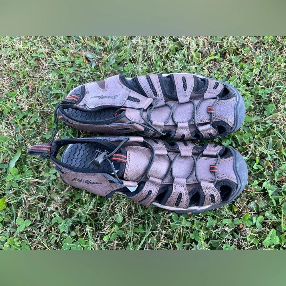NWT Eddie Bauer Men’s Troy Brown Genuine Leather Outdoor Trail Sandals Size 10